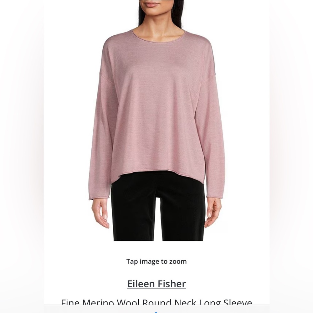 Fine Merino Wool Round Neck Long Sleeve Sweater EILEEN FISHER  XL